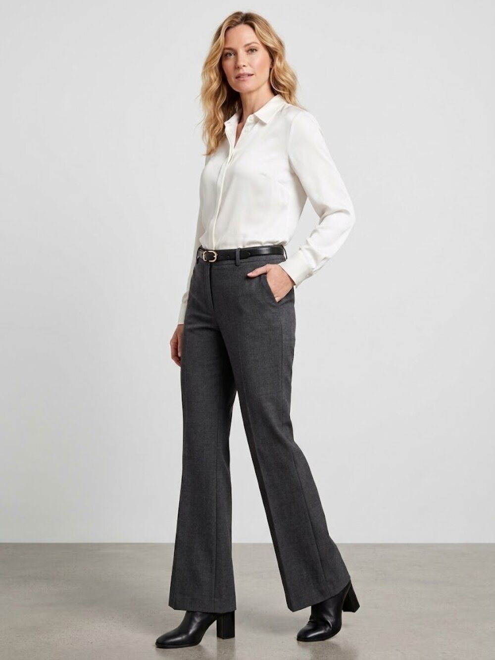 Talbots Heritage Wool-Blend Trousers in Gray Heather